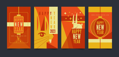 Flat chinese new year poster template