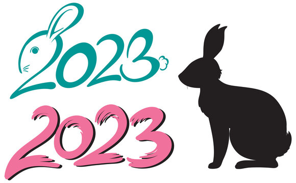 New Year 2023 rabbit sign icon