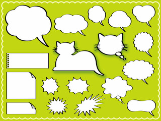 speech bubbles set isolated on a green background