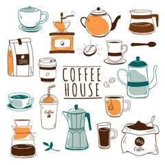 Cafe and coffee house pattern vector