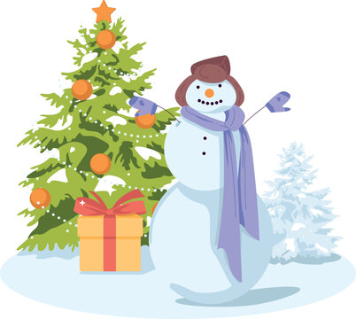 Christmas tree in decorations. Vector illustration