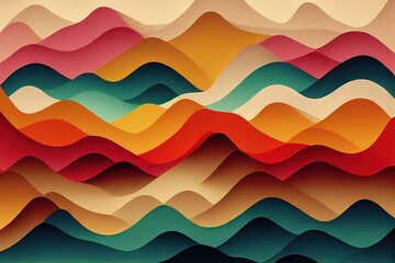 Obraz premium Abstract paper cut wave colorful vintage bacground Generative AI