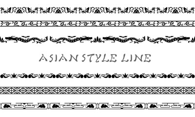 Fototapeta premium アジア調ライン05（黒）