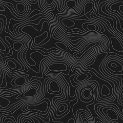 White on Black contours vector topography stylized height of the lines. The concept of a conditional geography scheme and the terrain path. 1x1 Size. Map on land vector terrain Illustration.