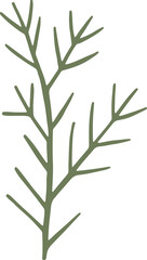 Christmas tree fir brunch clipart illustration in flat cartoon style. Merry Christmas floral flower botanical evergreen element, isolated