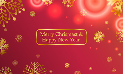 Fototapeta na wymiar Merry Christmas Wishes And Happy New Year Red Background