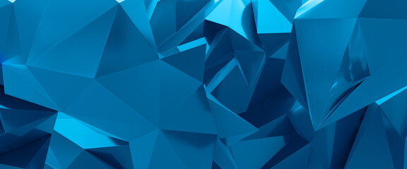 abstract 3d render of blue metallic polygons, faceted triangles, crystal background, polygonal wallpaper, modern graphic design