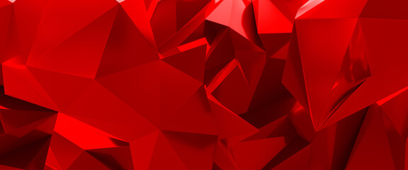 Rendering of red metallic polygons, faceted triangles, crystal background, polygonal wallpaper, modern graphic design
