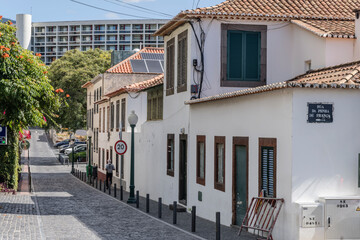 street with picturesque traditional houses, Funchal, Madeira