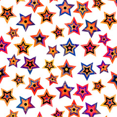 Seamless watercolor textured stars pattern