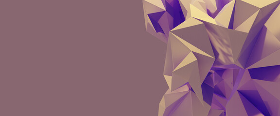 abstract 3d render of metallic polygons, faceted triangles, blank space, crystal background, mock up, polygonal wallpaper, modern graphic design