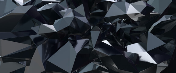 Metallische 3d dreiecke, abstract black polygons, metallic triangles, 3d render, luxurious background, abstract shapes, polygonal wallpaper
