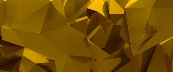 Luxurious golden diamonds, abstract 3d art, rendering of metallic polygons, faceted triangles, crystal background, polygonal wallpaper, modern graphic design