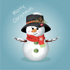 Lettering Merry Christmas snowman