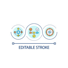 Process management loop concept icon. Optimizing strategy. Adjust plan. Workflow stages abstract idea thin line illustration. Isolated outline drawing. Editable stroke. Arial font used