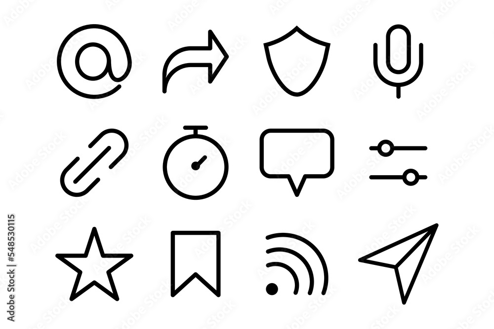 Poster Set of basic web and applications icon design. Sign for design interfaces