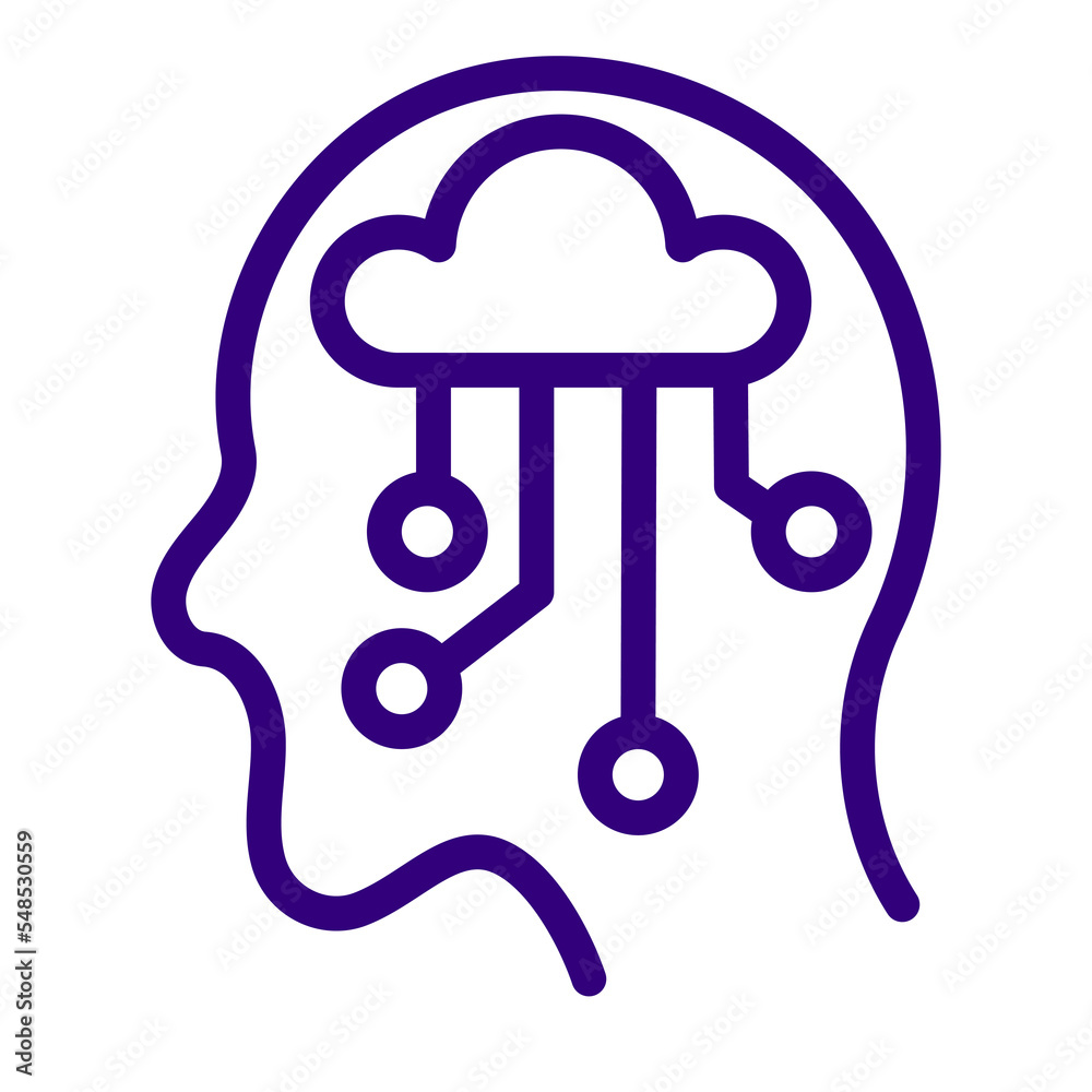 Poster Head with brain icon design for Artificial intelligence technology theme