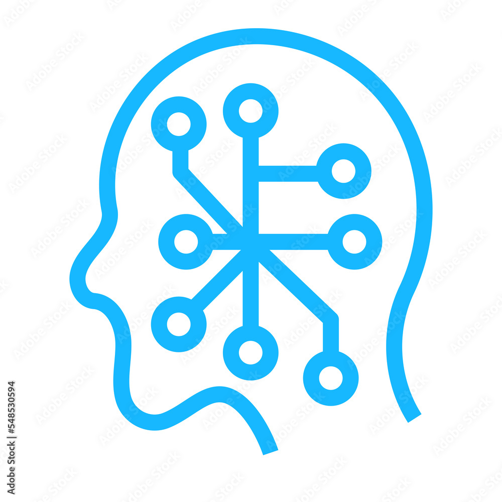 Poster Head and networking icon design for Artificial intelligence technology theme