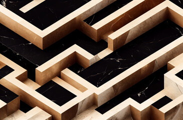 Gold White Black Abstract Premium Background with Isometric