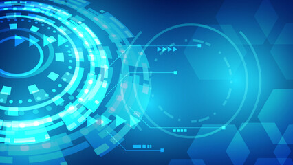 Obraz premium futuristic innovation technology background concept. virtual glowing blue light Hi tech HUD screen display