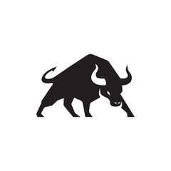 Angry bull, monochrome logo, vector bull company symbol 