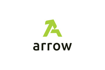 Monogram initial letter A with Growth Up Arrow Right Pointer logo design illustration
