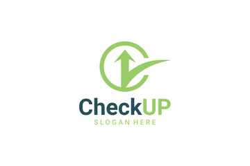 Simple Growth with Checklist Arrow Up, Yes Checkmark logo design