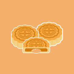 moon cake illustration flat design stock vector