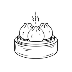 hand drawn line art dim sum chinese cuisine illustration stock vector
