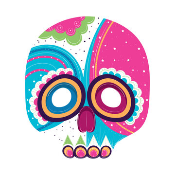 Isolated colored mexican skull sketch icon Vector illustration