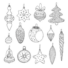 Christmas toys vector illustrations set.