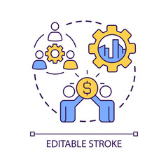 Inclusion concept icon. Sustainable development and social equality. Wellbeing economy principle abstract idea thin line illustration. Isolated outline drawing. Editable stroke. Arial font used