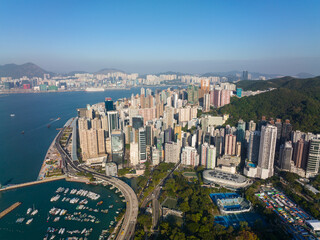 Fototapeta premium Top view of Hong Kong Typhoon shelter