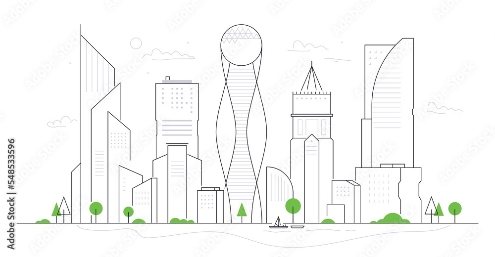 Canvas Prints Futuristic city - modern thin line design style vector illustration