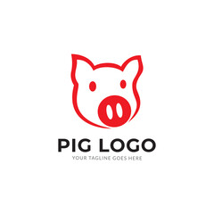 Creative abstract pig logo design vector template