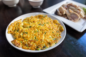 Traditional Taiwan cuisine omelet with salted and dried radish