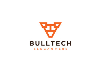 Abstract Bull head logo design geometric shape