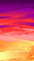 Fototapeta premium Magenta sunset vector illustration. Sunset sky vector for graphic, wallpaper, resources, business, design or decoration. Magenta red orange sunset vector illustration. Vertical landscape sky