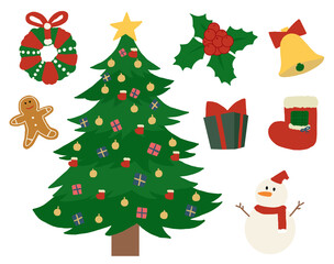set of christmas elements