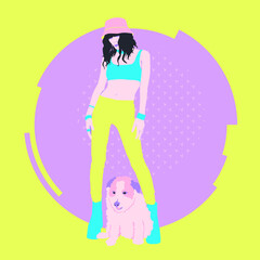 Fashion minimal vector illustration. Stylish summer Girl. Urban look