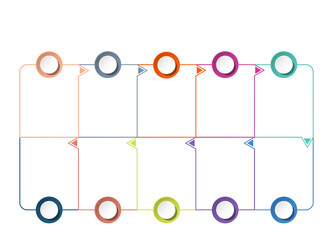 Naklejka premium Basic square infographic with 10 steps, process or options.