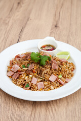 Chinese fried rice with ham and egg