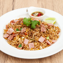 Chinese fried rice with ham and egg