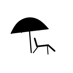 Chair and beach umbrella vector