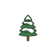 illustrazione di albero conifera verde con neve su sfondo trasparente