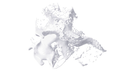 Milk Splash with droplets. 3d rendering. PNG alpha channel.