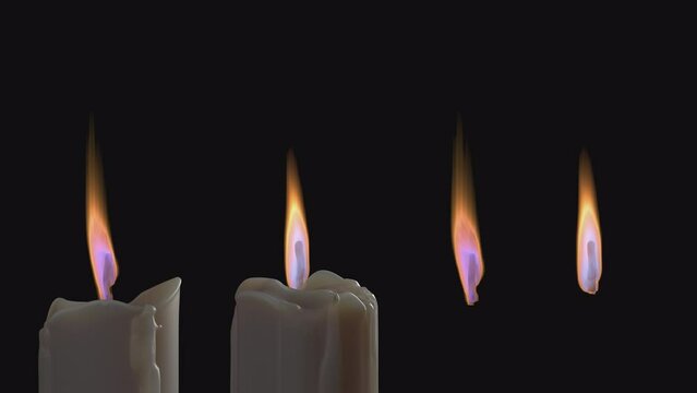 Candle flame set on transparent background
