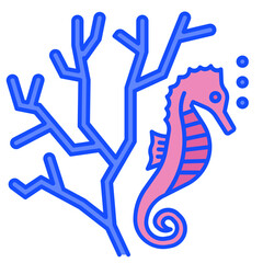 seahorse blue line icon
