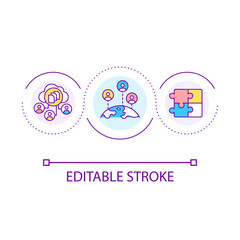Sharing document loop concept icon. Sending files. Internet connection. Worldwide network abstract idea thin line illustration. Isolated outline drawing. Editable stroke. Arial font used