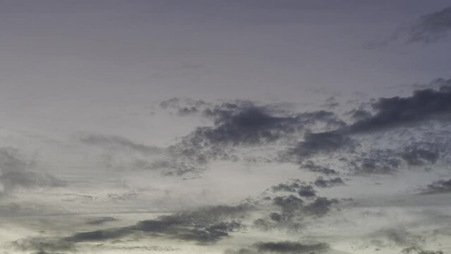 Moving clouds while colorful sunset in front of blue sky time lapse